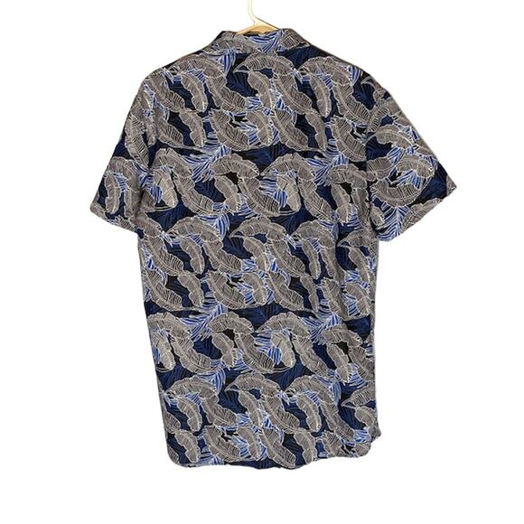 Cellabie Navy Blue Floral Cotton Blend Short Sleeve Button Front Shirt Men Sz XL - Picture 2 of 10